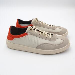 Olukai Mens 10 Punini Sneakers Cream Beige Orange Leather Textile Casual Coastal